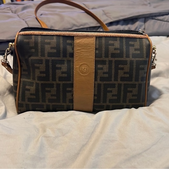 🎀Vintage Fendi Brown and Black Monogram Coated Canvas Bag - Picture 2 of 13